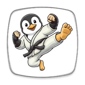 Cool Penguin Karate Kick ceinture martiale ceinture noire Arts martiaux - Magnet carré - blanc - Devant