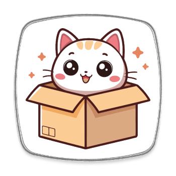 Chat kawaii dans une boîte - Magnet carré - blanc - Devant