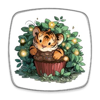 Cupcake câlin dans la jungle - Magnet carré - blanc - Devant