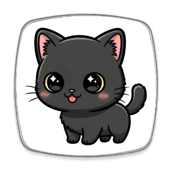 Midnight Kawaii Kitten - Square fridge magnet - white - Front