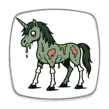 Verrottendes Zombie-Einhorn mit Schleim und Knochen - Viereckiger Kühlschrankmagnet - Weiß - Vorne