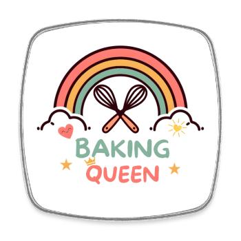 Baking Queen Rainbow - Square fridge magnet - white - Front