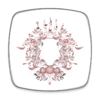 Pink Baroque Frame with Crown & Floral Ornaments - Square fridge magnet - white - Front