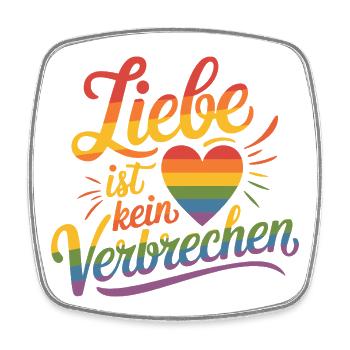  Liebe Ist Kein Verbrechen Regenbogen Herz LGBTQ - Viereckiger Kühlschrankmagnet - Weiß - Vorne