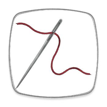 Ornement aiguille et fil - Magnet carré - blanc - Devant