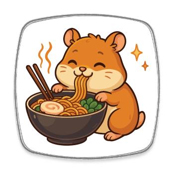 Hamster mit Nudeln Ramen kawaii Hamster - Viereckiger Kühlschrankmagnet - Weiß - Vorne
