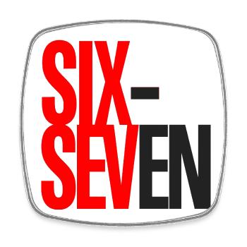 Sechs- und Sieben-Typografie-Logo - Viereckiger Kühlschrankmagnet - Weiß - Vorne