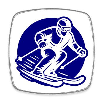 Ski Sport Logo - Viereckiger Kühlschrankmagnet - Weiß - Vorne