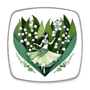 Lily Vale-Tänzerin in Heart Bloom - Viereckiger Kühlschrankmagnet - Weiß - Vorne