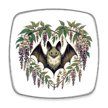 Heart Bat in Wisteria Bloom - Square fridge magnet - white - Front