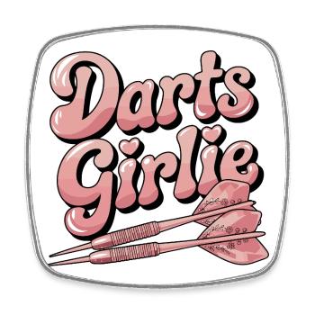  Darts Girlie Pinkes Motiv für Dartspielerinnen - Viereckiger Kühlschrankmagnet - Weiß - Vorne