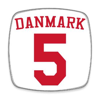 Dänemark 5 – Rotes Sportdesign - Viereckiger Kühlschrankmagnet - Weiß - Vorne