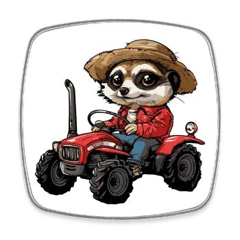 Fermier de tracteurs suricates - Magnet carré - blanc - Devant