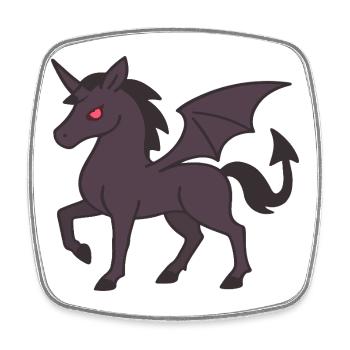 Dark Demon Unicorn with Wings and Red Eyes - Square fridge magnet - white - Front