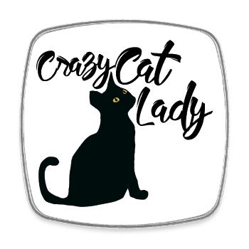 Silhouette de chat noir aux yeux dorés - Magnet carré - blanc - Devant