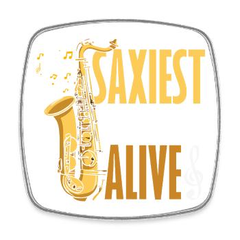 Saxophone, saxophone, saxophonistes drôles, hommes - Magnet carré - blanc - Devant