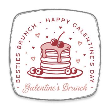 Galentine's Day besties valentine brunch aesthetic - Square fridge magnet - white - Front