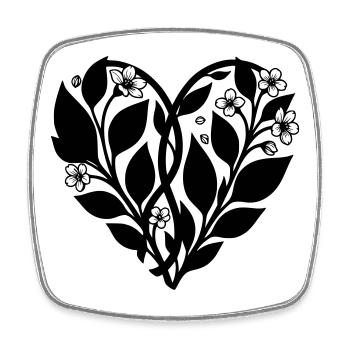 Heart with Flower Vine - Silhouette - Square fridge magnet - white - Front