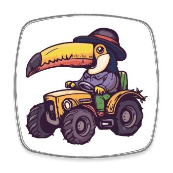 Toucan Bird Tractor Farmer - Square fridge magnet - white - Front