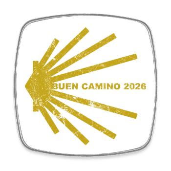 Buen Camino 2026 | Chemin de Saint-Jacques, Pèlerins, Santiago - Magnet carré - blanc - Devant