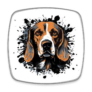 Beagle Spritzportrait - Square fridge magnet - white - Front