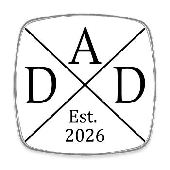 Dad Est. 2026 - Viereckiger Kühlschrankmagnet - Weiß - Vorne