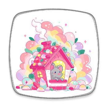 Maison de sucre avec la souris - Magnet carré - blanc - Devant