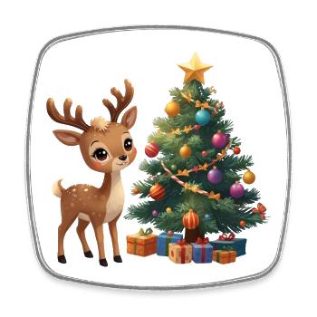 Noël en rennes doux avec sapin de Noël - Magnet carré - blanc - Devant