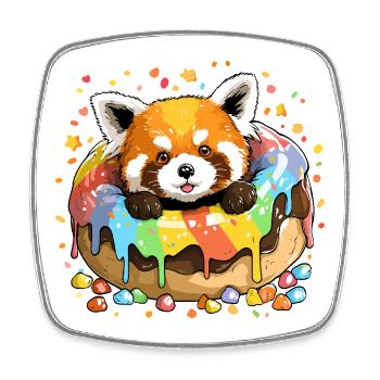 Red Panda Cake Magic - Square fridge magnet - white - Front