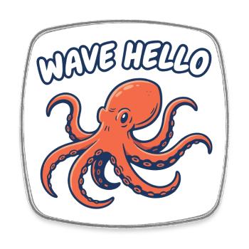 Wave Hello Squid - Square fridge magnet - white - Front