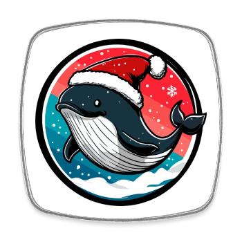 Whale with Santa hat - Square fridge magnet - white - Front