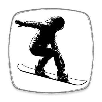 Snowboarderin mit eleganter Pose - Viereckiger Kühlschrankmagnet - Weiß - Vorne