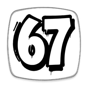 Comic Number 67 – Bold Black and White Outline - Square fridge magnet - white - Front