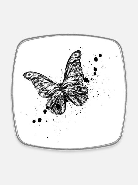Butterfly Illustration - Square fridge magnet - white