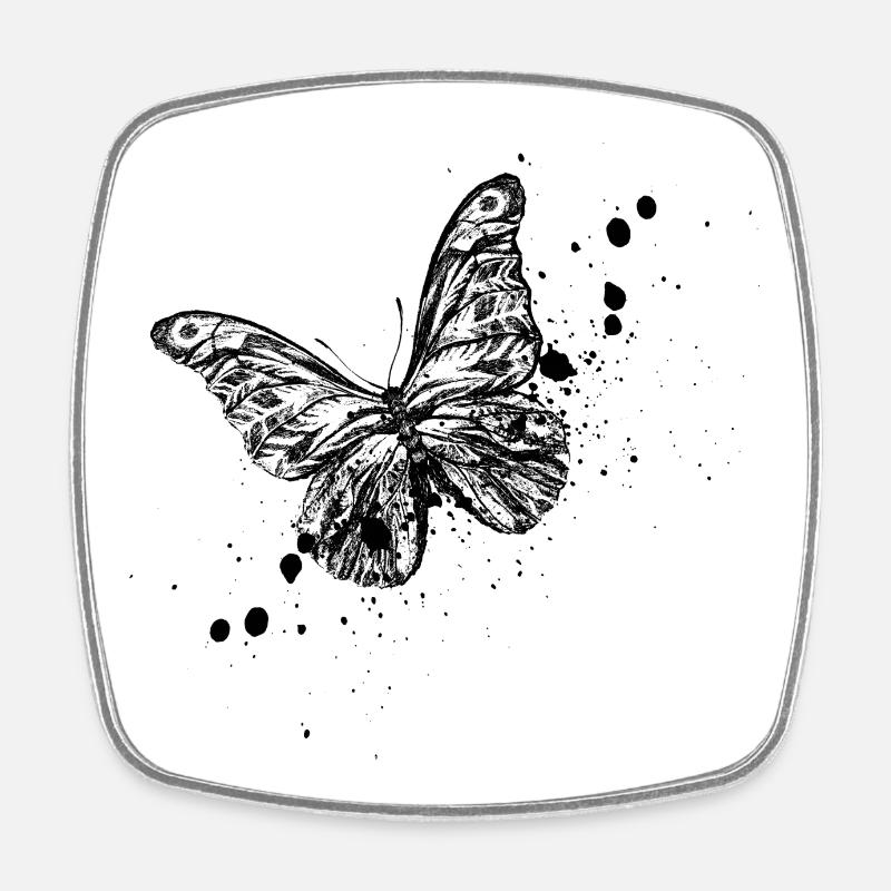Illustration de papillon - Magnet carré - blanc