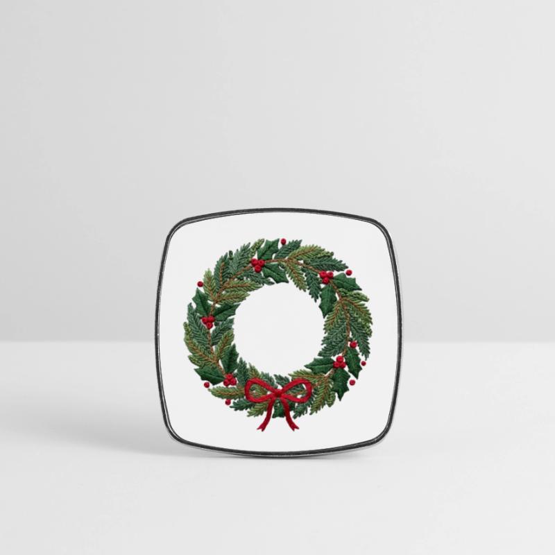 Bestickter Weihnachtskranz, groß oder klein zum Nähen Viereckiger Kühlschrankmagnet