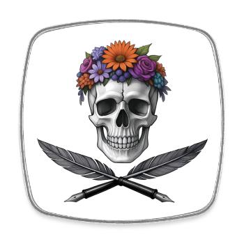 PIRATE-POET – dunkle Hölle - Viereckiger Kühlschrankmagnet - Weiß - Vorne
