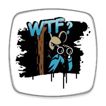 WTF Souris avec jumelles Motif comique drôle - Magnet carré - blanc - Devant