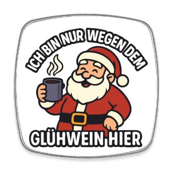 Père Noël au vin chaud – Motif de Noël amusant pour Glüh - Magnet carré - blanc - Devant