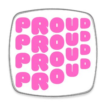 Pride / CSD / LGBTQ+ Design "PROUD" - Viereckiger Kühlschrankmagnet - Weiß - Vorne