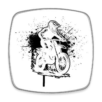 Motocross motif with recognition value - Square fridge magnet - white - Front