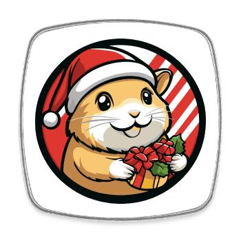 Hamster mit Weihnachtsgeschenk - Viereckiger Kühlschrankmagnet - Weiß - Vorne
