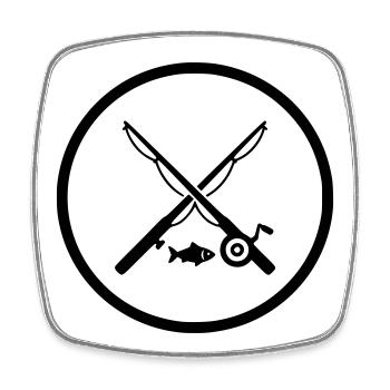Gekreuzte Angelruten Logo Icon Vektor - Viereckiger Kühlschrankmagnet - Weiß - Vorne