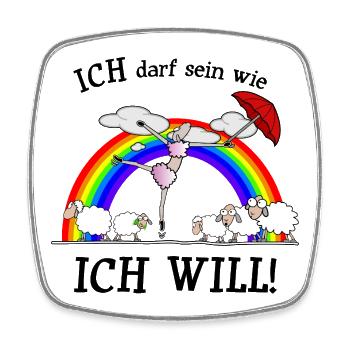 Ich darf sein wie ich will - anders - Viereckiger Kühlschrankmagnet - Weiß - Vorne
