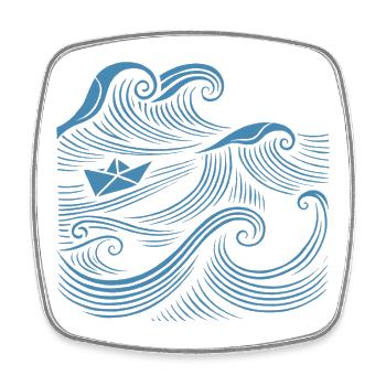 Ship Waves Sea Sailing - Square fridge magnet - white - Front