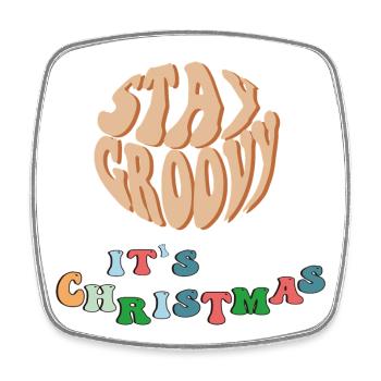 Stay Groovy Christmas  - Viereckiger Kühlschrankmagnet - Weiß - Vorne