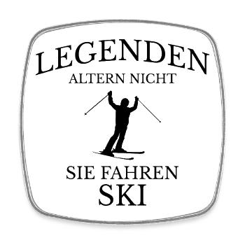 Legenden Fahren Ski Spruch Design - Viereckiger Kühlschrankmagnet - Weiß - Vorne