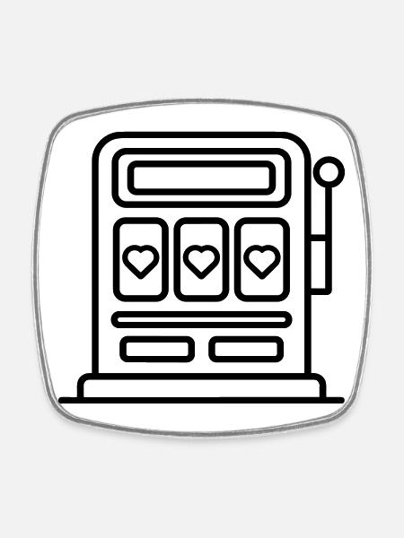 Casino-Spielautomat - Viereckiger Kühlschrankmagnet - Weiß