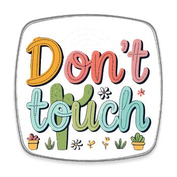 Including touch cactus design - Square fridge magnet - white - Front