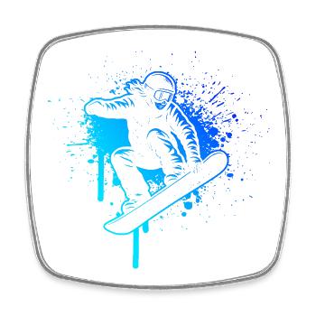Clear snowboard motif for every day - Square fridge magnet - white - Front